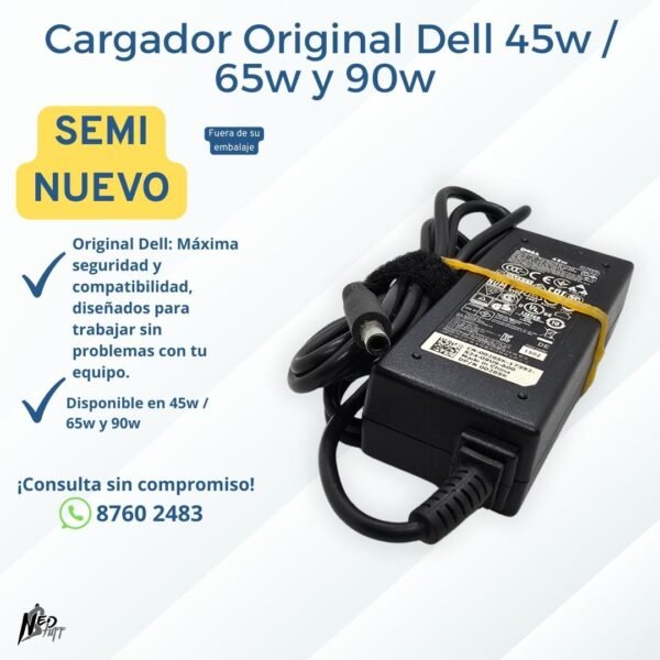 💻 Cargador Original Dell 19.5V | Punta Gruesa (45W, 65W, 90W) | Grado A 💻