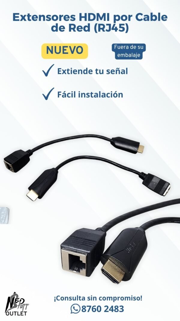 📡 Kit Extensor HDMI por Cable de Red (RJ45) | ¡Larga Distancia! | Grado A 📡