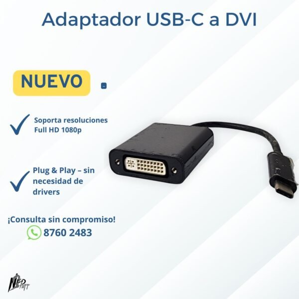 1 💻 Adaptador USB-C a DVI | Full HD 1080p | ¡Conexión Plug & Play! | Grado A 💻