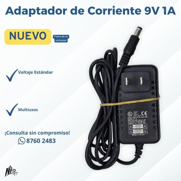 ⚠️ Adaptador 9V 1A (9W) | ¡Polaridad: Centro Positivo! | Grado A ⚠️