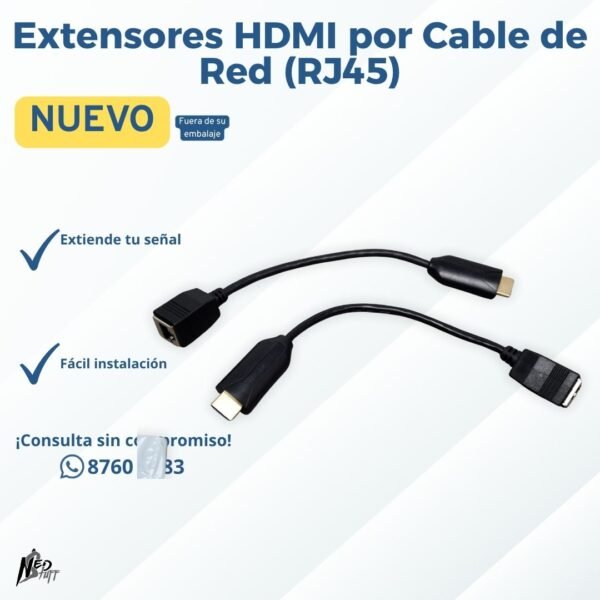 📡 Kit Extensor HDMI por Cable de Red (RJ45) | ¡Larga Distancia! | Grado A 📡