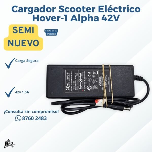 🛴 Cargador Scooter Eléctrico 42V Hover-1 Alpha 1.5A | ¡Carga Segura! | Grado A 🛴