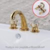 Grifo Lavabo Dorado Cristal 3 Piezas