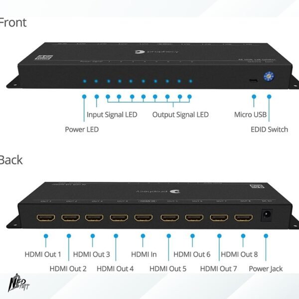 🎥 Splitter HDMI 1x8 Profesional | ¡4K @ 60Hz HDR a 8 Pantallas! | Grado A 🎥