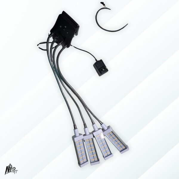 🪴 Luz LED de Crecimiento Quad-Head (4 Cabezas) | Timer Digital y Espectro Completo | Grado B 🪴