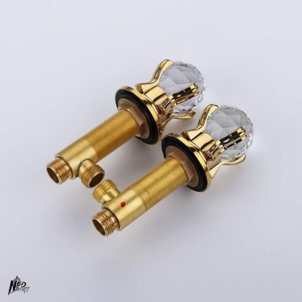 ✨ Juego de Grifería de Lavabo 3 Piezas Dorado | Manijas de Cristal | ¡Lujo Grado A! ✨