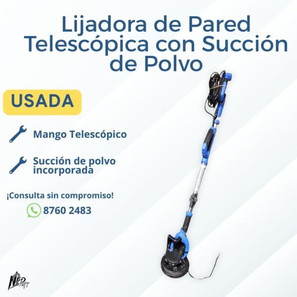 👷 Lijadora de Pared Telescópica | Succión de Polvo Integrada | ¡Grado B Usada! 👷