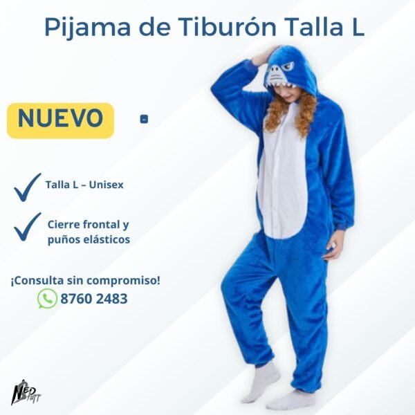 🦈 Pijama Kigurumi de Tiburón Talla L | ¡Disfrázate y Descansa! | Grado A 🦈