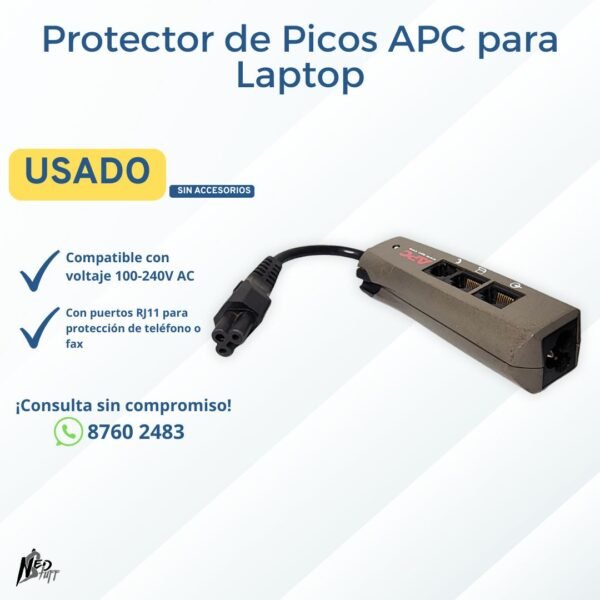 LIQ027 ⚡ Protector de Picos APC para Laptop | Puertos RJ11 | ¡Grado B Funcional! ⚡