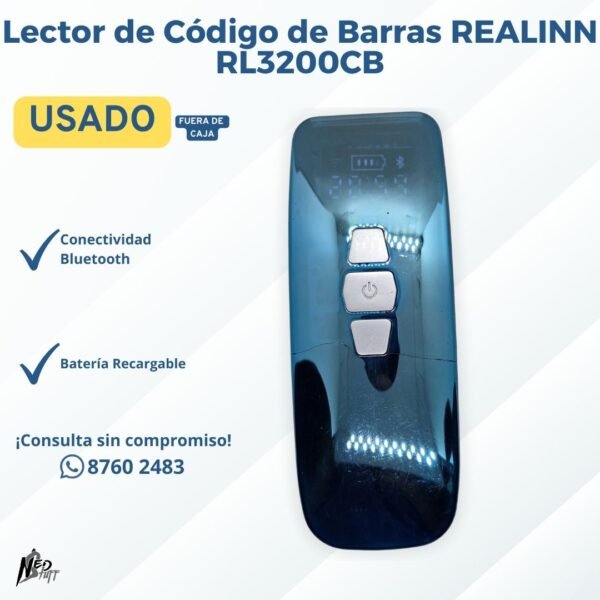 📦 Lector de Código de Barras REALINN RL3200CB | ¡Modo Bluetooth/Inalámbrico! | Grado B 📦