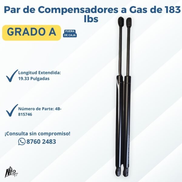 2 💪 Par de Compensadores a Gas de 183 lbs | ¡Potencia tu Portón Trasero! | Grado A 🚗