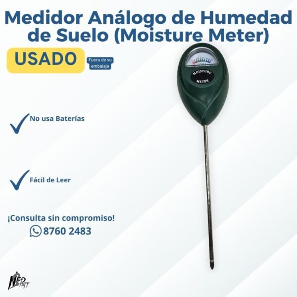 🌿 Medidor Análogo de Humedad de Suelo | ¡Sin Baterías, Fácil Lectura! | Grado B 🌿