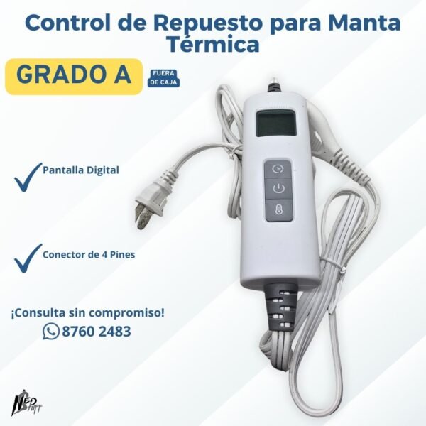 🔥 Control de Repuesto para Manta Térmica | 110V | Conector 4 Pines 🔥