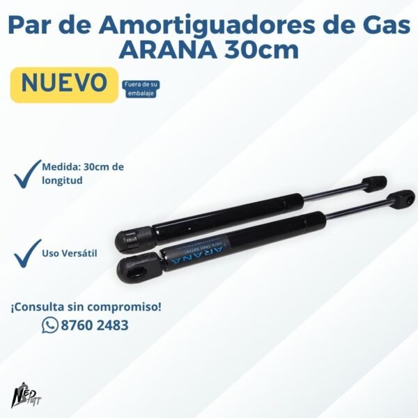 ⚙️ Par Amortiguadores de Gas ARANA 30cm | ¡Uso Versátil para Capotas/Cajuelas! | Grado A ⚙️