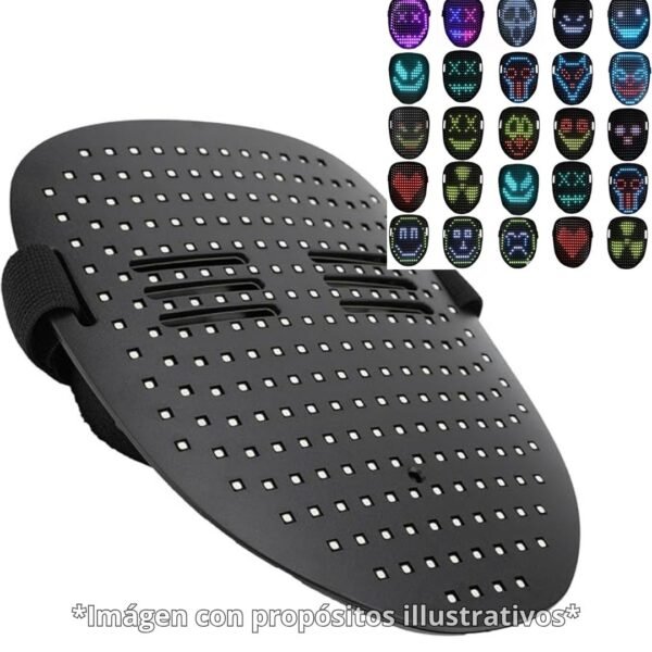 🎭 Máscara LED con Display RGB | ¡Diseño Ajustable para Eventos y Fiestas! | Grado A 🎭