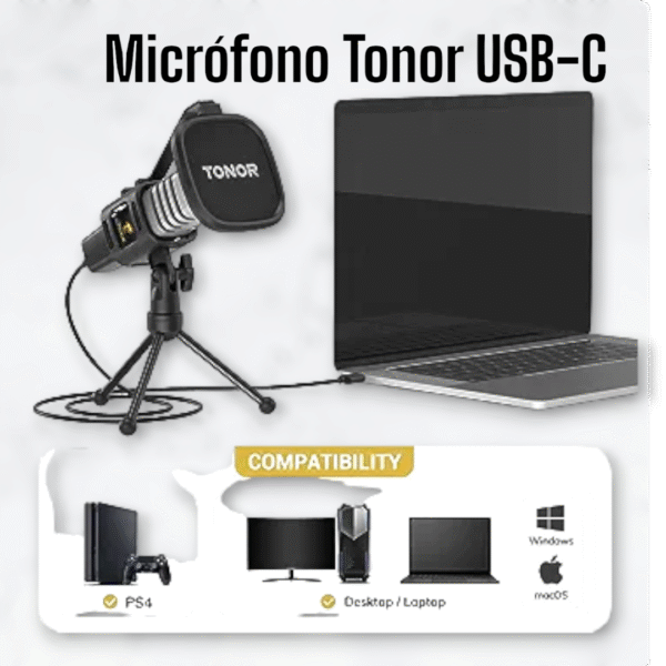 🎙️ Micrófono TONOR Condenser USB-C | ¡Kit Streaming, Gaming y Podcast! | Grado A 🎙️