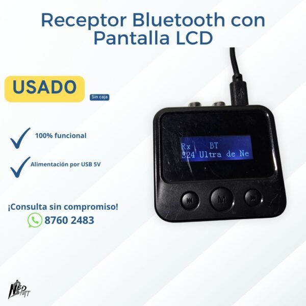 LIQ069 📻 Receptor Bluetooth con Pantalla LCD (USB 5V) | ¡Audio Inalámbrico para Carro/Casa! | Grado B 📻