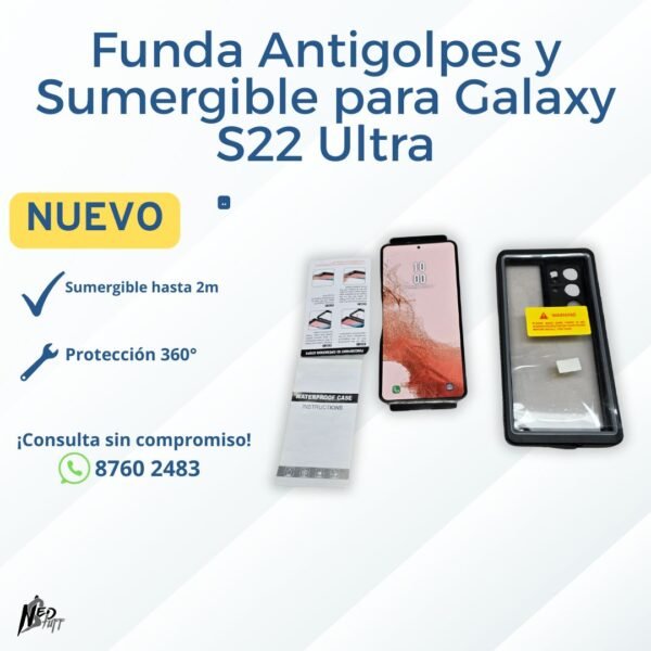 LIQ116 💧 Funda Antigolpes y Sumergible para Samsung Galaxy S22 Ultra | ¡Protección 360°! | Grado A 💧