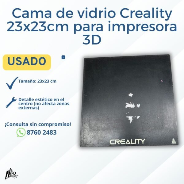 LIQ125 🖨️ Cama de Vidrio Creality (23x23cm) | ¡Detalle Estético, 100% Funcional! | Grado B 🖨️