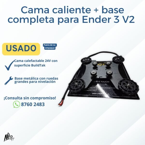 LIQ151 🔥 Cama Caliente + Base Ender 3 V2 Completa | ¡Reemplazo Listo para Nivelar! | Grado B ⚙️