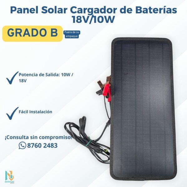 ☀️ Panel Solar Cargador de Baterías 18V/10W | Portátil & Exterior | Grado B 🔋