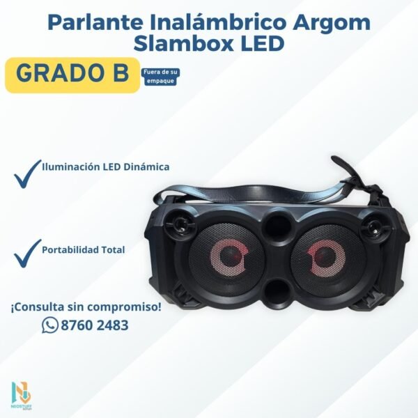 🔊 Parlante Inalámbrico Argom Slambox LED | Potencia Portátil | Grado B 🎶