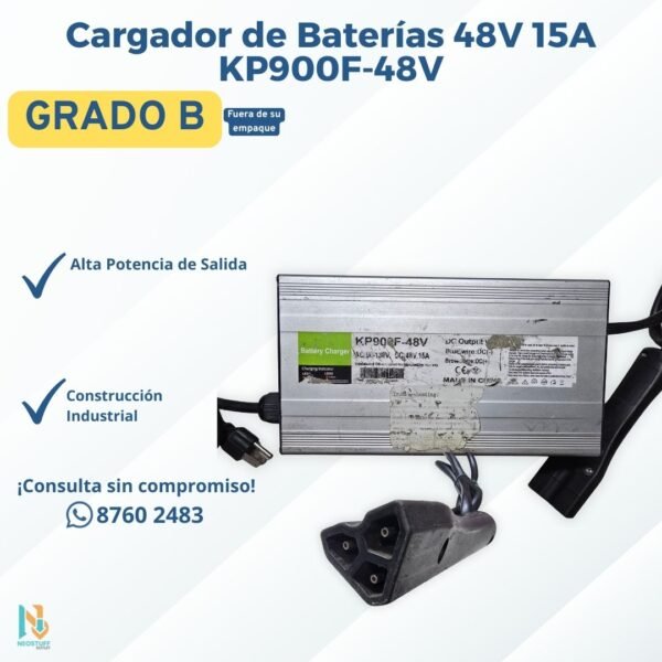⚡ Cargador de Baterías 48V 15A KP900F-48V | Conector de 3 Pines Redondos (Club Car) |