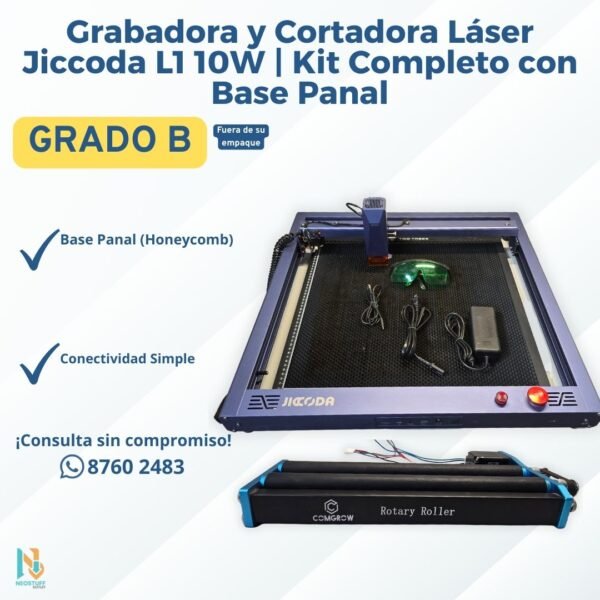 2 🏗️ Grabadora y Cortadora Láser Jiccoda L1 10W | Kit Completo con Base Panal | ¡Excelente Estado! ✨