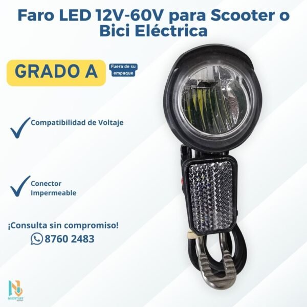 2 💡 Faro LED 12V-60V para Scooter o Bici Eléctrica | Conector Julet 2 Pines | ¡Nuevo! ✨