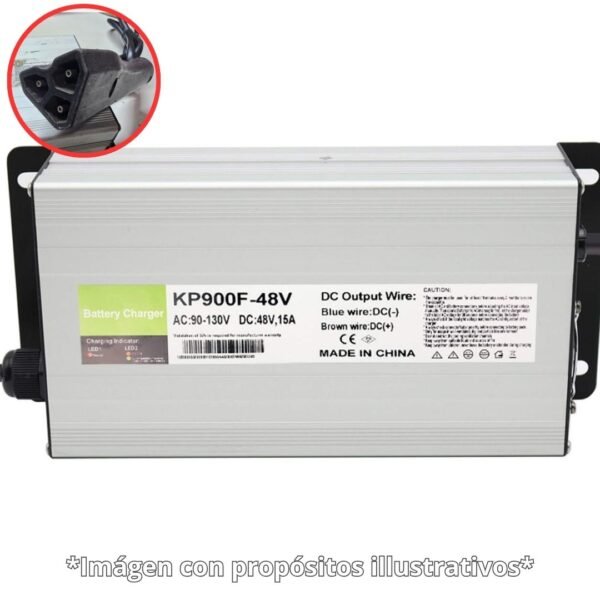 ⚡ Cargador de Baterías 48V 15A KP900F-48V | Conector de 3 Pines Redondos (Club Car) |