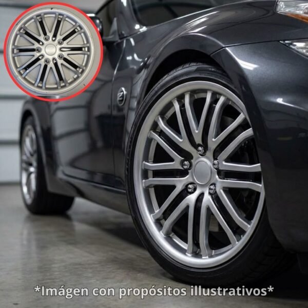 3 🏁 Set de 5 Copas para Aros de 20" | Estilo Deportivo Plata/Negro | Grado B 🚗