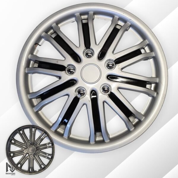 5 🏁 Set de 5 Copas para Aros de 20" | Estilo Deportivo Plata/Negro | Grado B 🚗