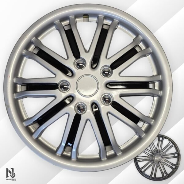 7 🏁 Set de 5 Copas para Aros de 20" | Estilo Deportivo Plata/Negro | Grado B 🚗