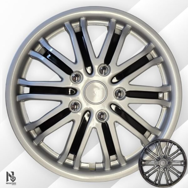 9 🏁 Set de 5 Copas para Aros de 20" | Estilo Deportivo Plata/Negro | Grado B 🚗