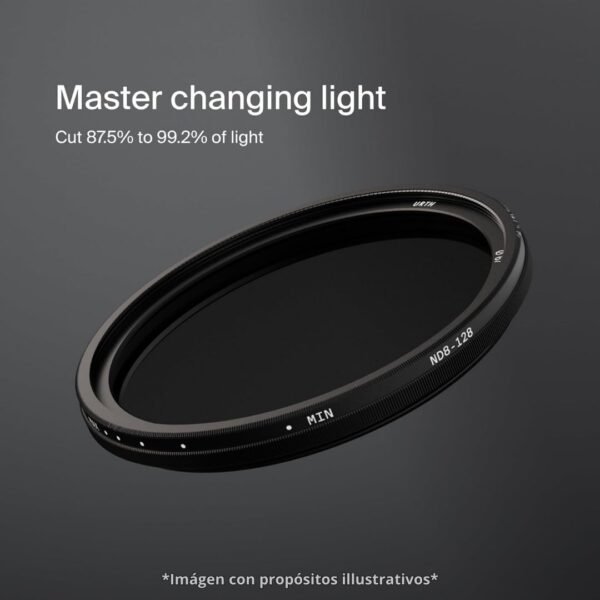 📸 Filtro Variable ND Urth ND8-128 (43mm) | Control Cinemático Profesional 📸