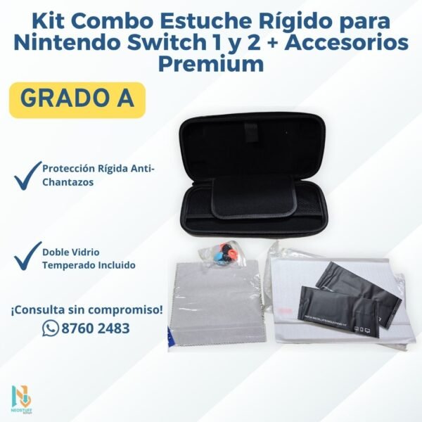 2 Kit Combo Estuche Rígido para Nintendo Switch 1 y 2 + Accesorios Premium