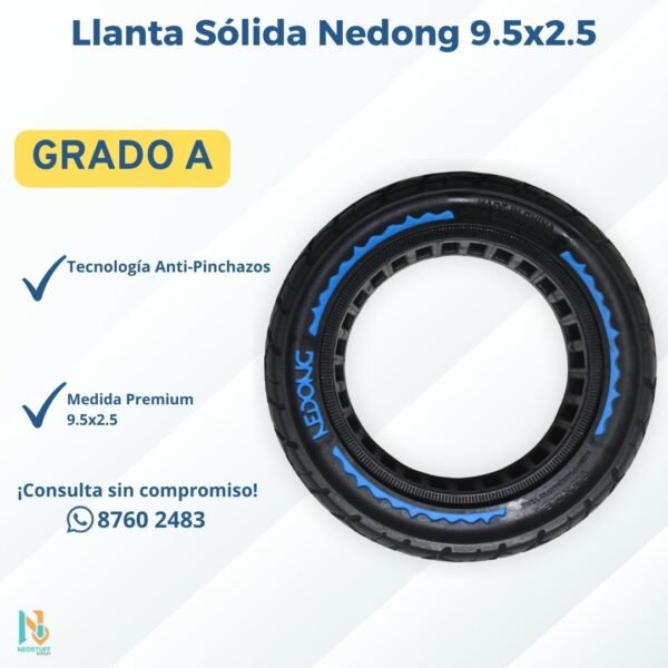 2 Llanta Sólida Nedong 9.5x2.5 Para Scooter Eléctrico