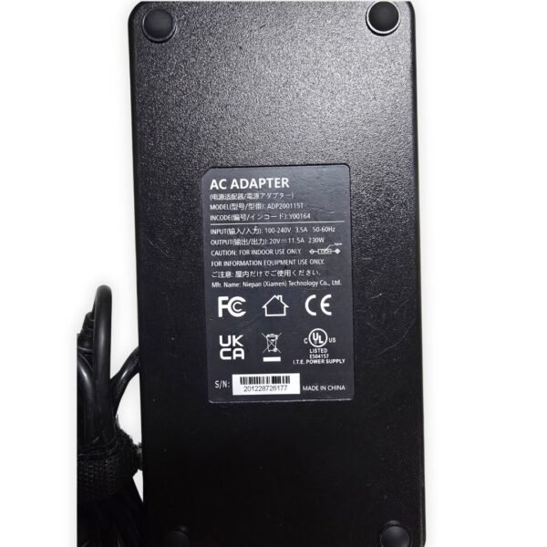 5 Cargador Genérico para Laptop Lenovo 20V 11.5A 230W Punta Rectangular