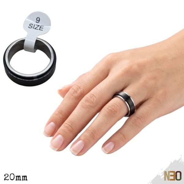 Anillo Giratorio Antiestrés - Acero Inoxidable Black & Steel 20mm