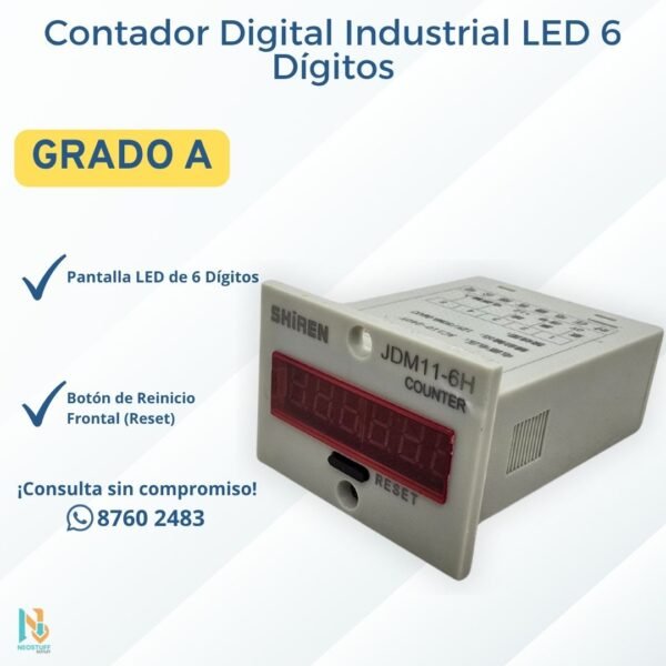 Contador Digital Electrónico LED JDM11-6H Shiren 6 Dígitos