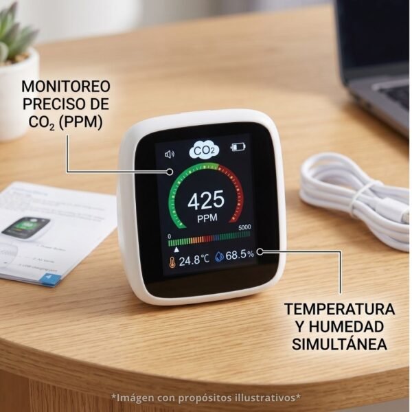 3 Monitor Medidor de Calidad de Aire y CO2 Digital