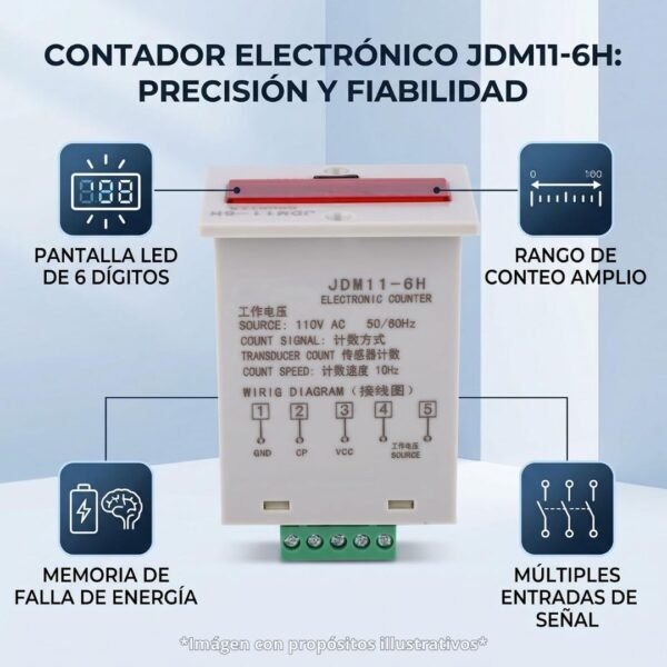 Contador Digital Electrónico LED JDM11-6H Shiren 6 Dígitos