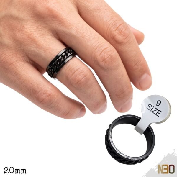 Anillo Giratorio Antiestrés - Acero Inoxidable Black & Steel 20mm