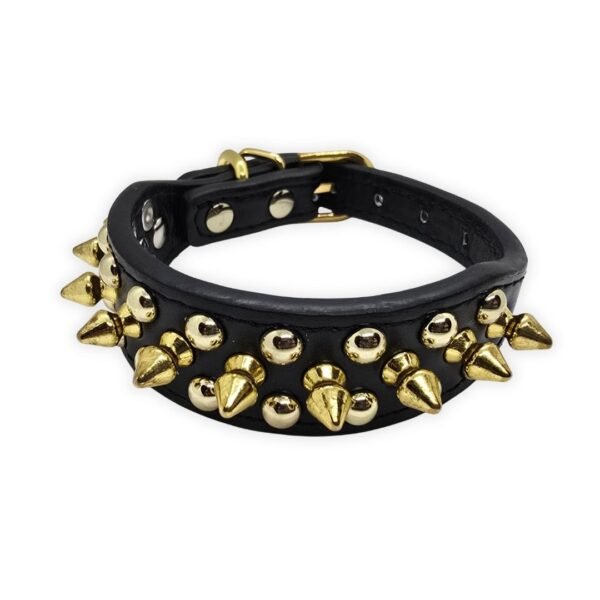 6 Collar con Picos y Tachuelas Doradas para Perro Pequeño o Gato 30cm