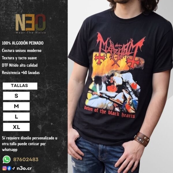 6 Camiseta Black Metal Mayhem - Dawn of the Black Hearts