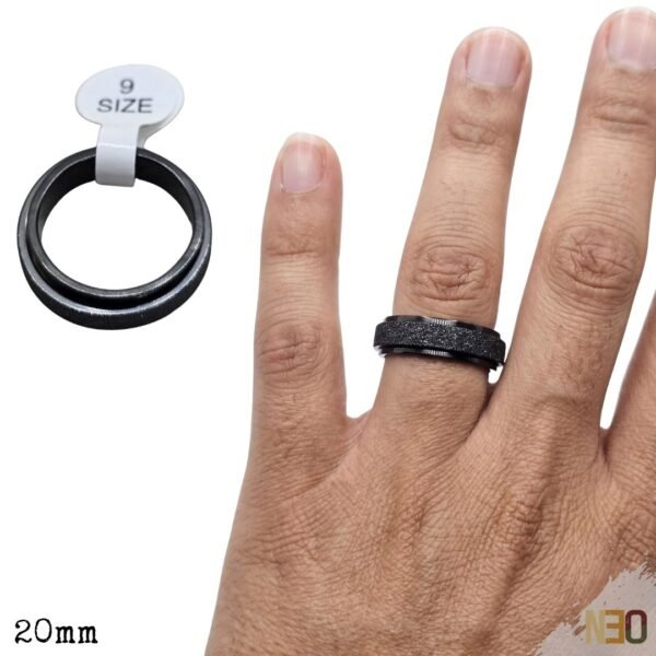 Anillo Giratorio Antiestrés - Acero Inoxidable Black & Steel 20mm