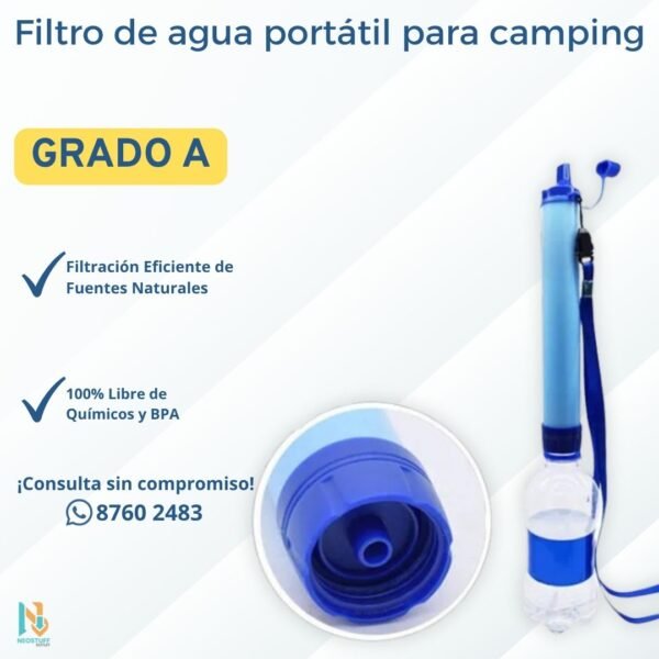 2 Filtro Purificador de Agua Portátil para Camping y Supervivencia (Pajilla Purificadora)