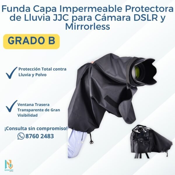 Funda Capa Impermeable Protectora de Lluvia JJC para Cámara DSLR y Mirrorless