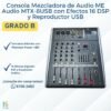 Consola Mezcladora de Audio ME Audio MTX-8USB con Efectos 16 DSP y Reproductor USB
