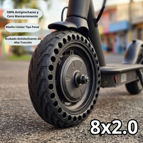 3 Par de Llantas Sólidas Antipinchazos 8.5x2.0 CHEKUBAO para Scooter Eléctrico (2 Unidades)